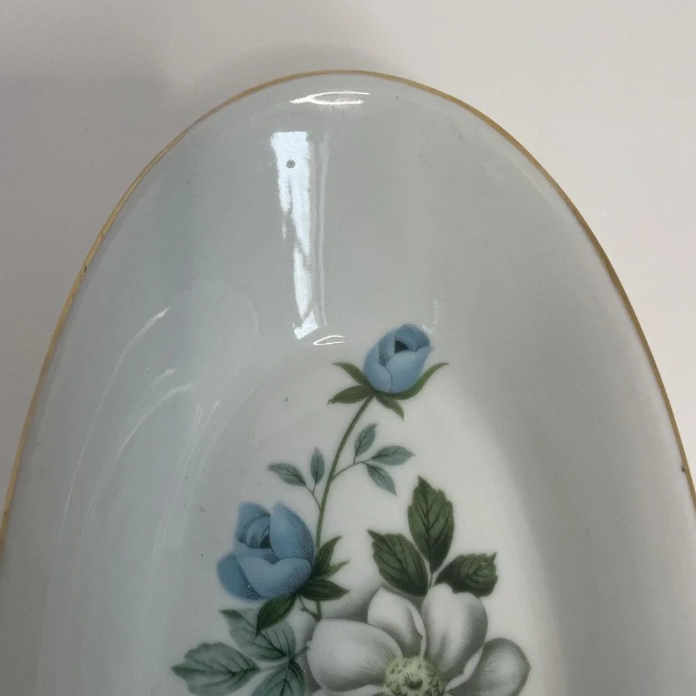 Tilso Japan Vintage Butter Dish Trinket Dish Shades of Blue Roses - Picture 6 of 16